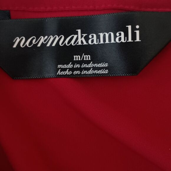 Norma Kamali Sweetheart Dress M True Wrap Red Slinky Knit Long Sleeve NEW Flowy. - Picture 9 of 16